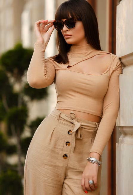 Cropped Bege Estampado